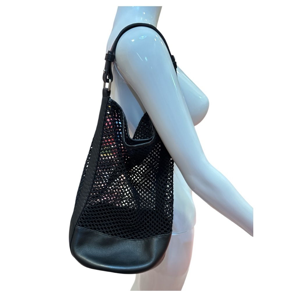 Arron Black Mesh Bucket Bag